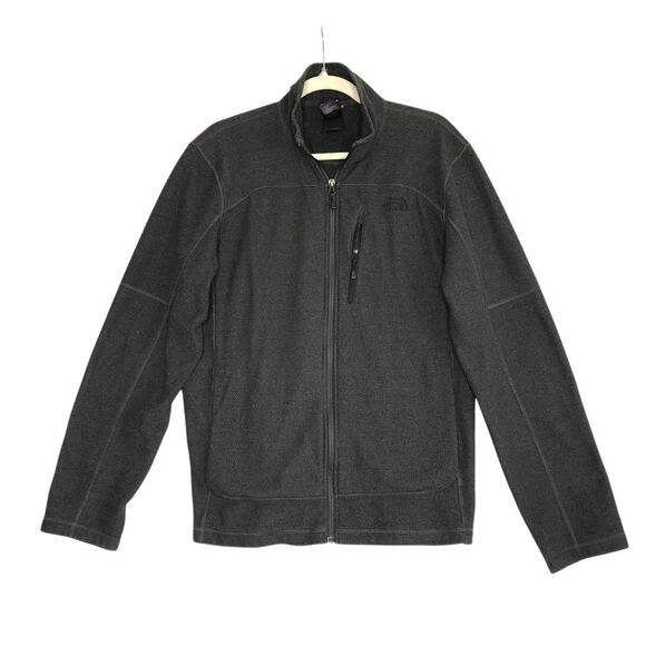 THE NORTH FACE Textured Fleece Full Zip Jacket Men L Charcoal Comfort Versatile - Picture 1 of 10